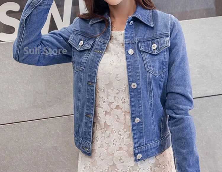 Jeans Jacket and Coats for Women 2025 Autumn Candy Color Casual Short Denim Jacket Korean Coats Women  Jeans Jacket  Clothes ShedPoundsPortal