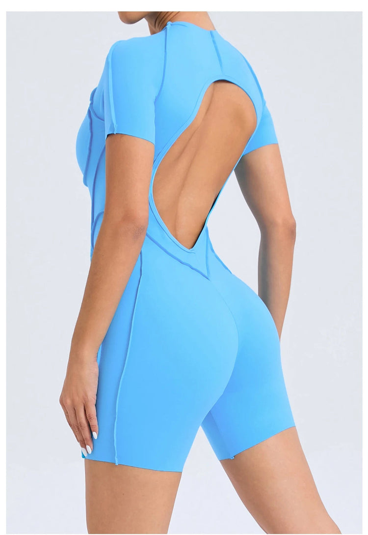 Short Jumpsuit Gym Clothes For Women Sportswear Fitness Overalls Backless Scrunch Booty Yoga Suit Sports Set Outfit ShedPoundsPortal