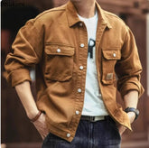 2025 Spring and Autumn New Fashion Solid Color Retro Cargo Jacket Men&