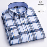 Fashion over size 7XL long-sleeve shirts for men 100%cotton Oxford slim fit plain shirt soft casual elegants designer clothes ShedPoundsPortal