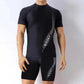 Men Swimsuit O-Neck Short Sleeve Mid-rise Swimming Suit Printing Slim Fit T-shirt Swimming Trucks Set Beachwear ShedPoundsPortal