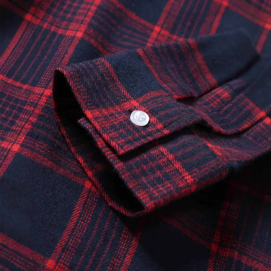 Casual Plaid Long Sleeve Men&