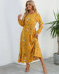 Women Eid Muslim Dresses Tight Waist O Neck Ruffles Spliced Casual Vestidos Flowers Dress Dubai Kaftan Islam Morocco Arab ShedPoundsPortal