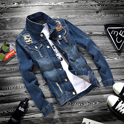 2025 Luxury Mens Denim Jackets Fashion Hole Jeans Jacket Mens Cotton Outwear Jackets Coat Long Sleeve Male Clothing Size 3XL 50 ShedPoundsPortal