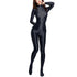 Sexy Women Zipper Full Body Jumpsuit Oil Glossy Sheer Solid Color Tights Bodysuits Long Sleeve Catsuits Smooth Swimsuits Rompers ShedPoundsPortal
