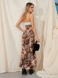 Women s Boho Floral Print Maxi Dress Sleeveless V-Neck Open Back Side Slit Beach Dress Summer Vacation Dress