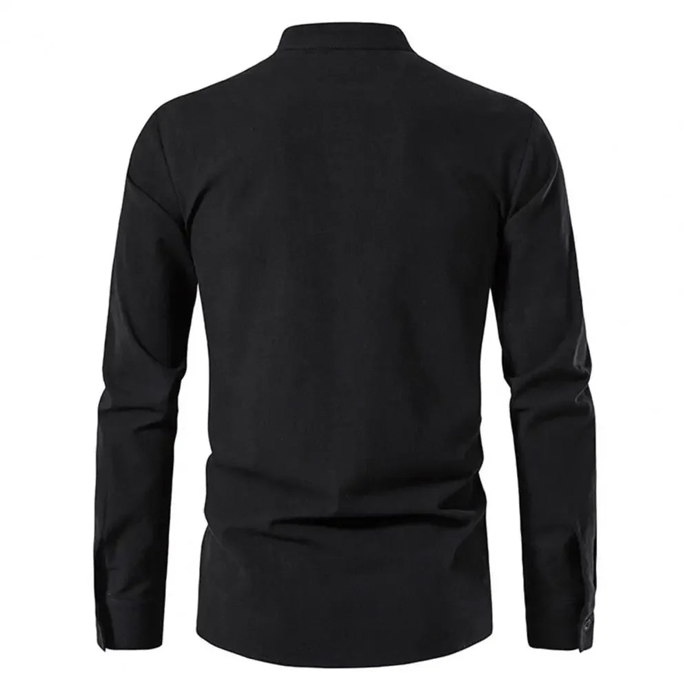 Shirt Cotton Linen Flax Tops Lace Up Long Sleeves Blouse Mens V Neck Medieval Costume Embroidery Tunic Casual Shirt ShedPoundsPortal