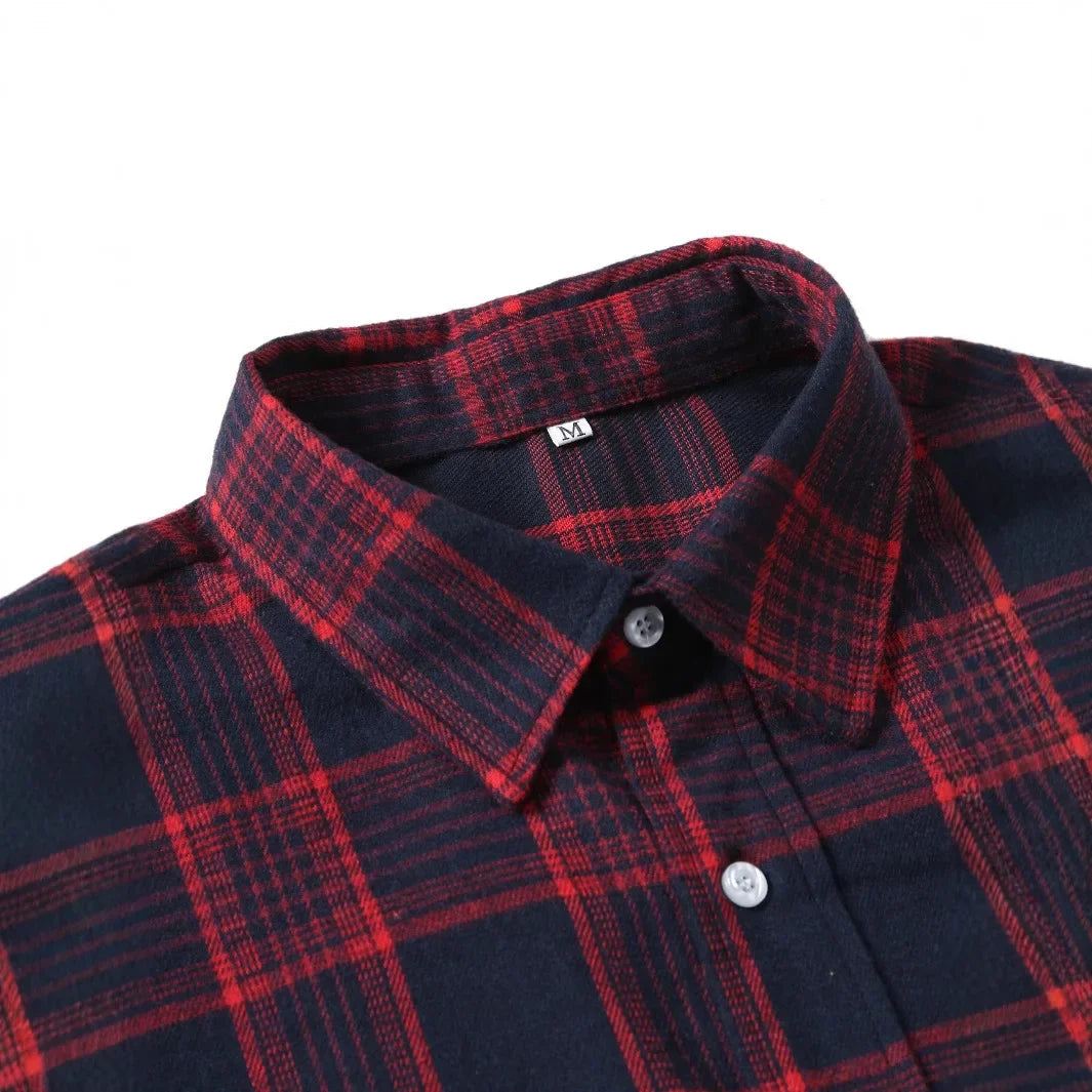 Casual Plaid Long Sleeve Men&