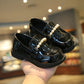 Girls Leather Shoes for School Party Wedding Kids Black Loafers Slip-o