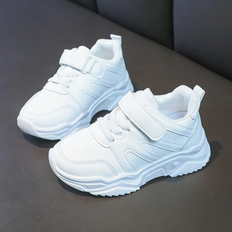 Spring Kids White Sneakers Leisure Chunky Concise Fashion Boys Girls 