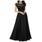 Elegant V-Neck Lace Evening Chiffon Dress for Women
