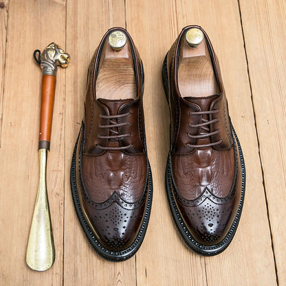 Men Pointed Wedding Formal Oxford Shoes Crocodile pattern Black brown Casual Platform Homecoming Dress Footwear 38-46