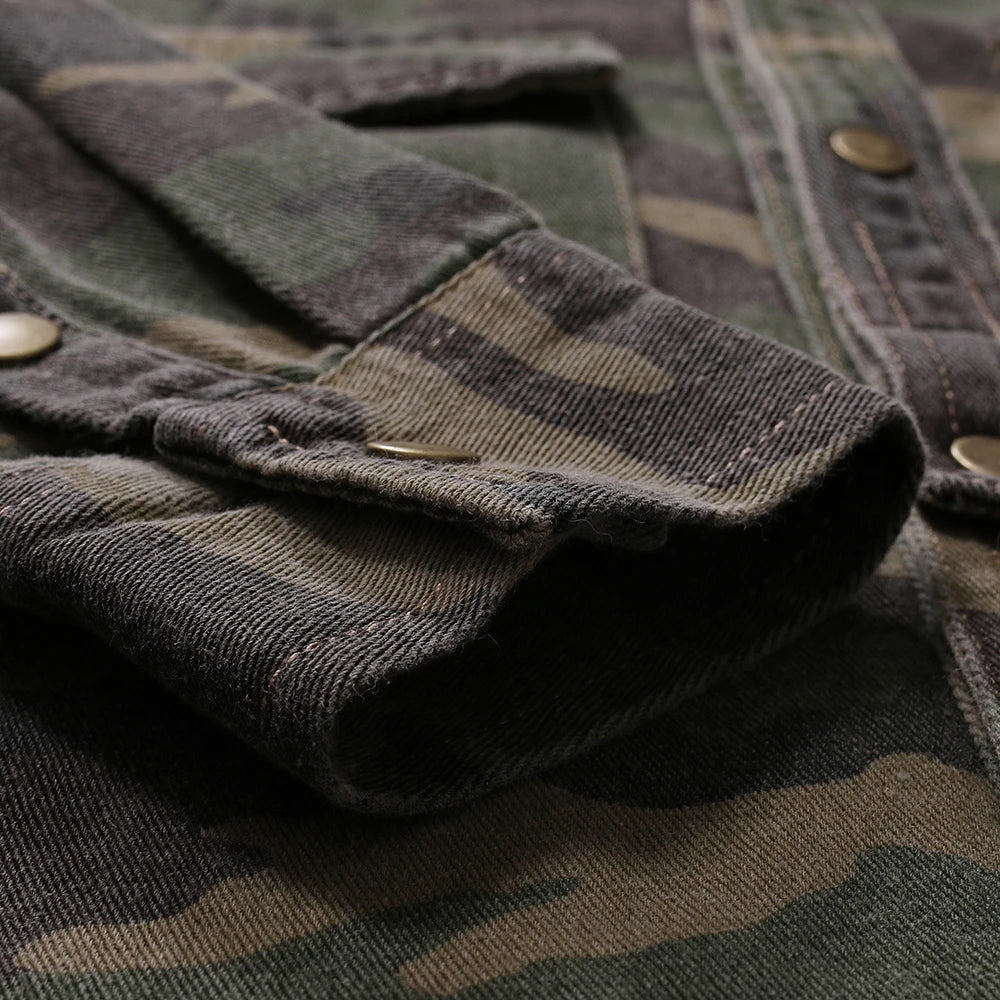 Men Shirts Coats Tops Camouflage Shirt Turn Down Collar Full Sleeve Single Breasted Casual Splice Regular Button Autumn ShedPoundsPortal