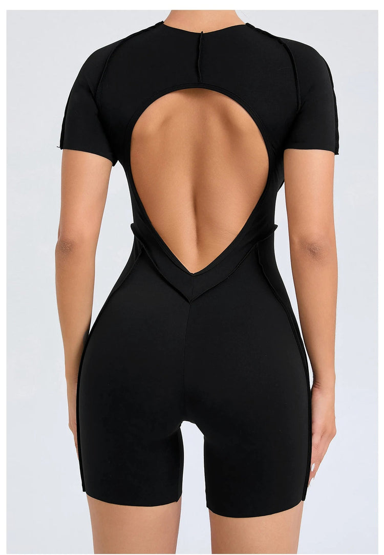 Short Jumpsuit Gym Clothes For Women Sportswear Fitness Overalls Backless Scrunch Booty Yoga Suit Sports Set Outfit ShedPoundsPortal