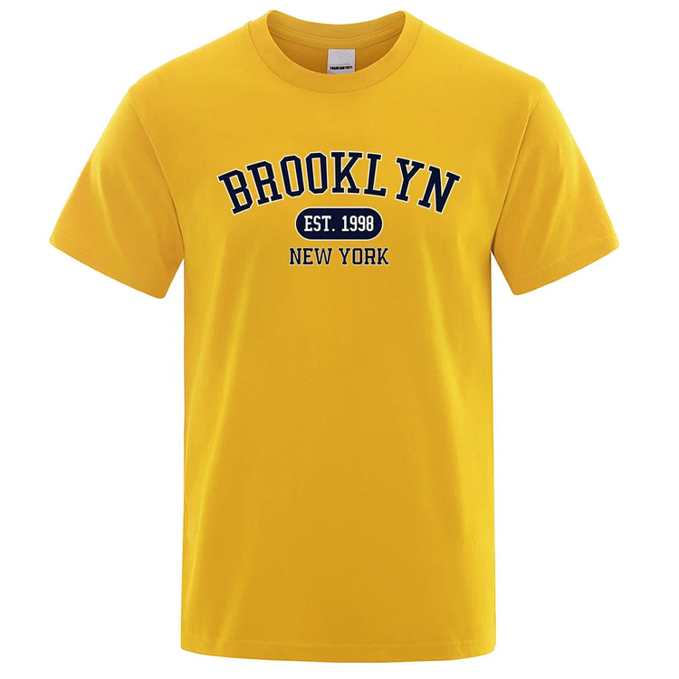 Brooklyn Est.1998 New York Letter T Shirts Man Casual Crewneck Streetwear Breathable Fashion Summer Tops Cotton Loose T-Shirts ShedPoundsPortal