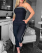 Jumpsuit Women 2024 Summer Fashion Rhinestone Decor Bandeau Sleeveless Sexy Backless Pocket Design Skinny Daily Long Jumpsuit ShedPoundsPortal