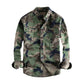 Male Single Breasted Shirts Turn Down Collar Long Sleeve Cardigan Men Shirt Loose Button Safari Style Slight Strech Print ShedPoundsPortal