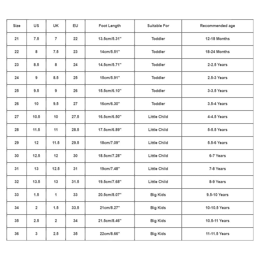 Kids Size 2 Sneakers – Spring & Autumn Casual Running Shoes for Boys &