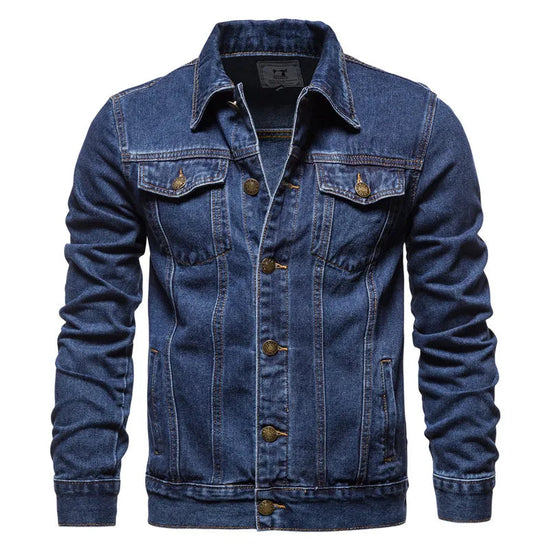 2025 Spring Men Solid Lapel Denim Jackets Fashion Motorcycle Jeans Jackets Hommes Slim Fit Cotton Casual Black Blue Coats ShedPoundsPortal