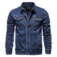 2025 Spring Men Solid Lapel Denim Jackets Fashion Motorcycle Jeans Jackets Hommes Slim Fit Cotton Casual Black Blue Coats ShedPoundsPortal