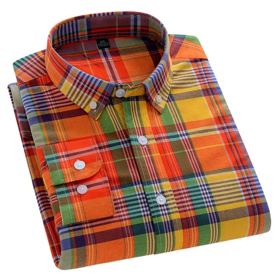 Casual Long-sleeve Shirts for Men Slim Fit Plain Shirt 100%cotton Plaid Striped Tops Soft Designer Fashion Korean Trends Clothes ShedPoundsPortal