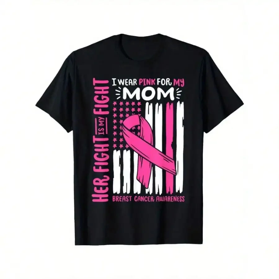 Breast Cancer Awareness T Shirt I Wear Pink For My Mom Support Ribbon Design 100% Cotton Unisex Tee For Men Women ShedPoundsPortal