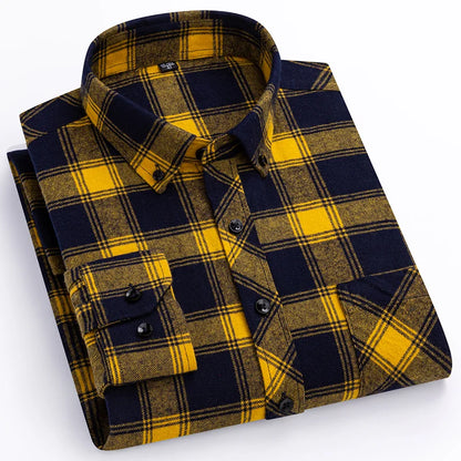 plus size 8XL100%cotton sanding long-sleeve shirts for men slim fit casual plain shirt soft palid tops designer elegant clothes