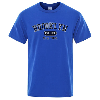 Brooklyn Est.1998 New York Letter T Shirts Man Casual Crewneck Streetwear Breathable Fashion Summer Tops Cotton Loose T-Shirts ShedPoundsPortal