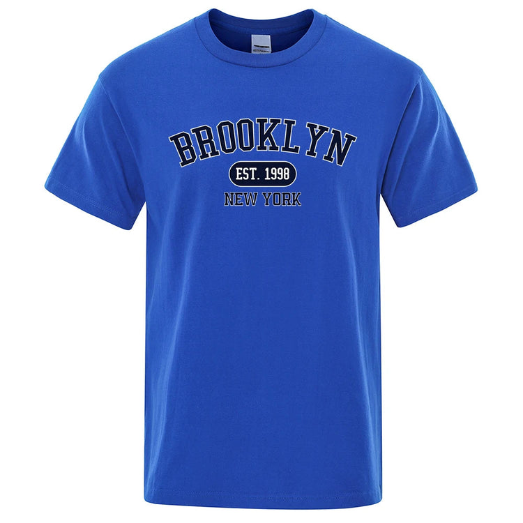 Brooklyn Est.1998 New York Letter T Shirts Man Casual Crewneck Streetwear Breathable Fashion Summer Tops Cotton Loose T-Shirts ShedPoundsPortal