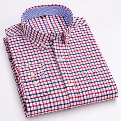 Casual Pure Cotton Oxford Mens Shirts Long Sleeve Plain Soild Regular Fit Fashion Button Man Dress Shirts