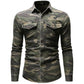 Men Shirts Coats Tops Camouflage Shirt Turn Down Collar Full Sleeve Single Breasted Casual Splice Regular Button Autumn ShedPoundsPortal