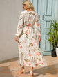 Women Eid Muslim Dresses Tight Waist O Neck Ruffles Spliced Casual Vestidos Flowers Dress Dubai Kaftan Islam Morocco Arab ShedPoundsPortal