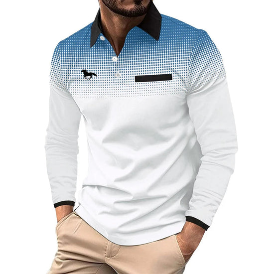 Spring Autumn Men Long Sleeve Sport Lapel Polo Shirt Men Clothes Business Casual Fake Pocket Stitching Golf Polo Shirt Tops ShedPoundsPortal