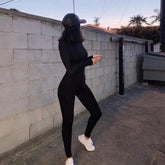 Sexy Black Jumpsuits Women New Autumn Long Sleeve Solid Bodycon Sports Rompers Female Streetwear Casual Skinny Fashion Overall ShedPoundsPortal