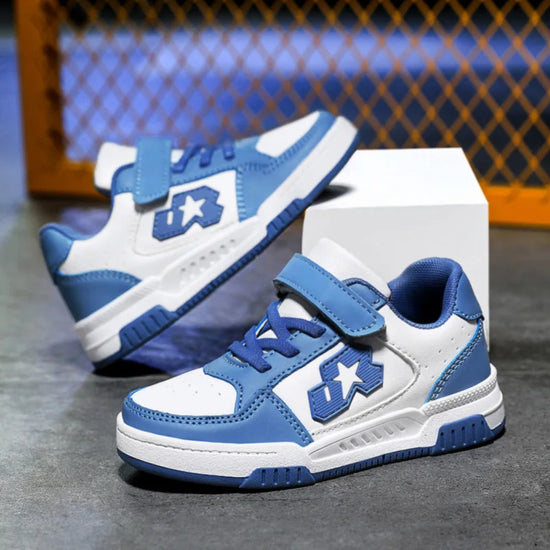2025 Blue Skateboard Shoes Kids Sneakers Boys Comfortable Leather Casu