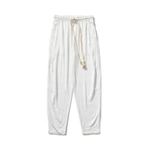Mens Cotton Linen Pants Mens Summer Breathable Solid Color Harem Pants Male Streetwear White Trousers Men Ankle-Length Pants ShedPoundsPortal