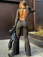 Jumpsuits Autumn New Women Sexy Black Backless Long Sleeve Bodycon Rompers Fashion Streetwear Flare Pants Casual Slim Jumpsuits ShedPoundsPortal