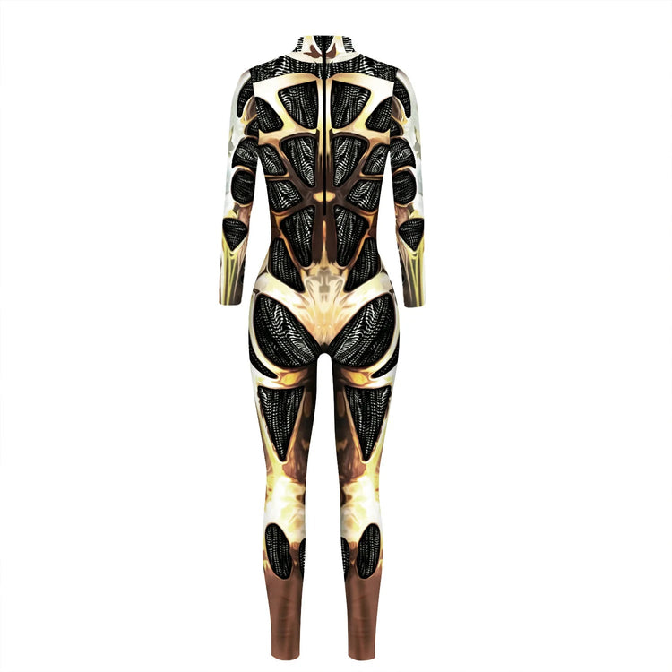 Robot Punk Jumpsuit Catsuit Sexy Female Women Cosplay Costume Skeleton Cyberpunk Steampunk Zentai Suit Halloween Bodysuit ShedPoundsPortal
