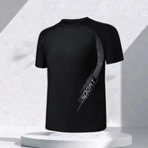Men Swimsuit O-Neck Short Sleeve Mid-rise Swimming Suit Printing Slim Fit T-shirt Swimming Trucks Set Beachwear ShedPoundsPortal
