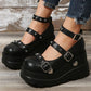 DoraTasia Retro Mary Jane Punk Heels – Studded Black Lolita Party Shoe