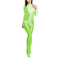 Sexy Women Zipper Full Body Jumpsuit Oil Glossy Sheer Solid Color Tights Bodysuits Long Sleeve Catsuits Smooth Swimsuits Rompers ShedPoundsPortal