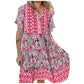 Fashionable Loose Fit Short Skirt Summer New V Neck Boho Ethnic Print Casual Dress Womens Sports Conservative Midi Dresses