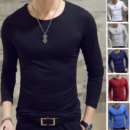 1pcs Spring Autumn Men Long Sleeve T Shirt Mens Thin Solid Casual T-shirts Classic Clothes Men&