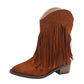 Wide Calf Womens Boots Lacy European And Foreign Trade Large Size Retro Suede Short Boots New Pointed Thick Heel Mud Women